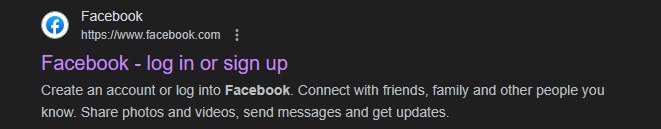 image snippet of the meta descriptions for facebook